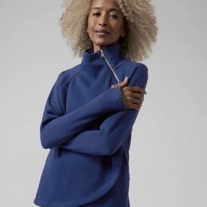 Athleta Cozy Karma Asymmetrical Pullover in Blue - Sz  S